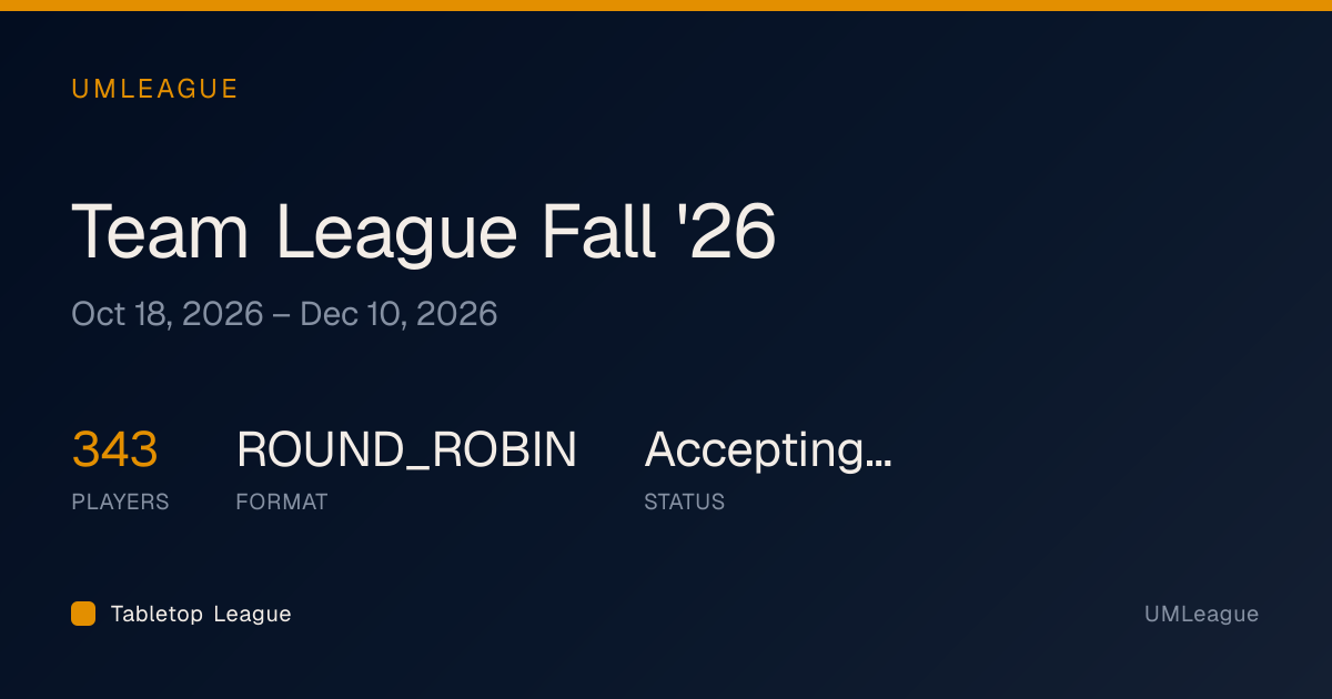 Team League Fall '26 | Tabletop League